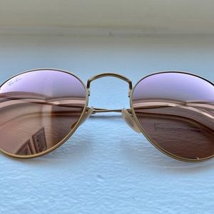 Ray-Ban Round Rose Gold Flash Lens Sunglasses
